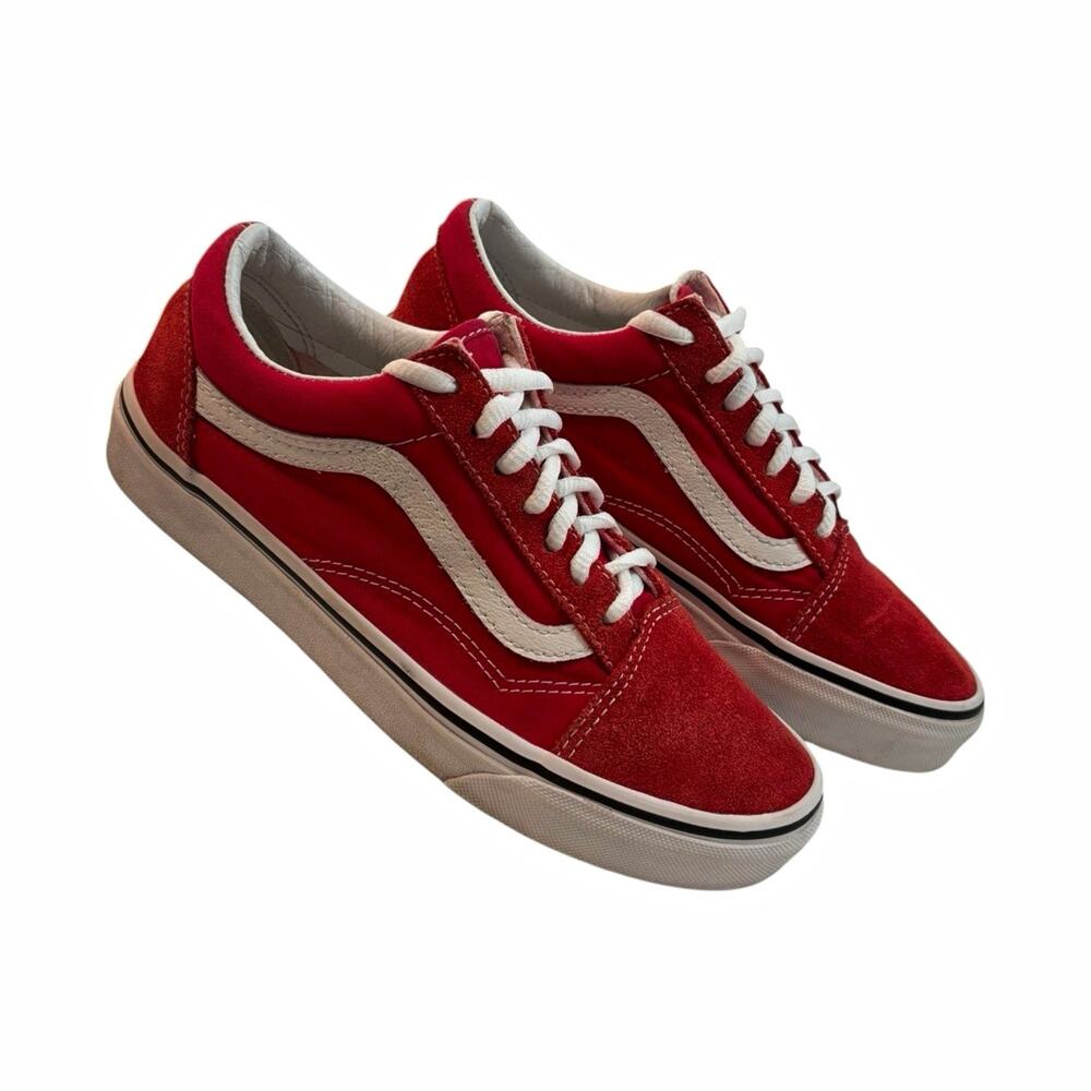 Vans Old Skool Red Suede Canvas Low Top Sneakers Women’s 7 Men’s 5.5